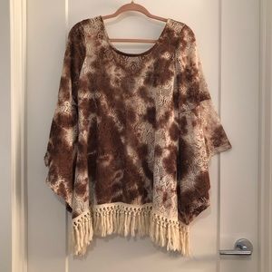 Tie dye fringe tunic